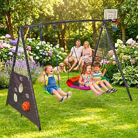Aire de jeux pour enfants balançoire de jardin 4-en-1 panier de basket nid ECOTOYS