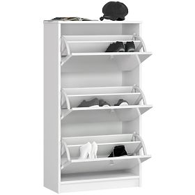 ARMOIRE À CHAUSSURES 3 PORTES ABATTANTES 60 cm BLANC BRILLANT