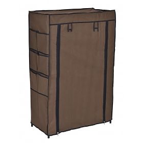 Armoire à chaussures en textile Mona marron foncé
