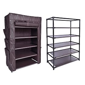 Armoire à chaussures en textile Vitto - marron