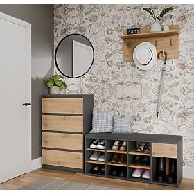 Armoire à chaussures ouverte TALLIN ANTHRACITE CHÊNE ARTISAN pour l'entrée