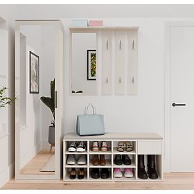 Armoire à Chaussures Ouverte TALLIN BEIGE CACHEMIRE pour Entrée