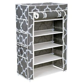 Armoire à chaussures textile Mona Maroc gris-blanc