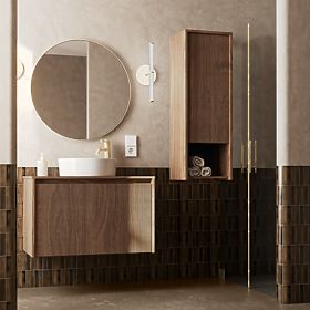 Armoire de salle de bain, colonne basse Pezzo noyer, rainurée