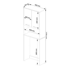ARMOIRE DE SALLE DE BAIN FIN AU-DESSUS DE LA MACHINE À LAVER BLANC BRILLANT