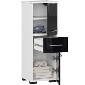 ARMOIRE DE SALLE DE BAIN FIN COLONNE 30 2D 1SZ 85cm PK NOIR BRILLANT