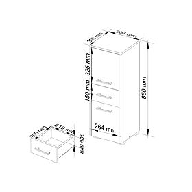 ARMOIRE DE SALLE DE BAIN FIN COLONNE 30 2D 1T 85cm PK BLANCHE