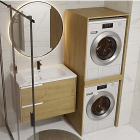 Armoire de salle de bain pour lave-linge et sèche-linge POLA TWIN Étagère Colonne CHÊNE ARTISAN