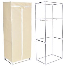 Armoire en tissu avec étagère Fela - beige