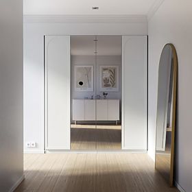 Armoire à quatre portes Neroli, arc/miroir, blanc, lectus