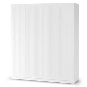 Armoire à quatre portes Neroli, rainures en arc, blanche, lectus