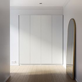 Armoire à quatre portes Neroli, rainures simples, blanche, lectus