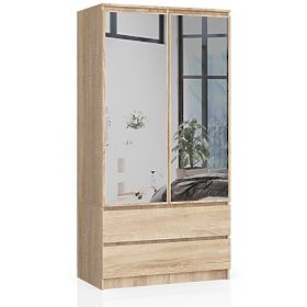 ARMOIRE S90 2D 2SZ 2 MIROIRS CLP PK SONOMA