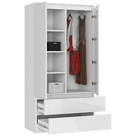 ARMOIRE S90 2D 2SZ CLP PK BLANC BRILLANT