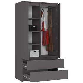ARMOIRE S90 2D 2SZ CLP PK GRIS GRAPHITE
