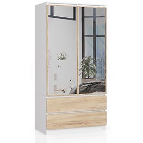 ARMOIRE S90 2D 2T 2 MIROIRS CLP PK BLANC / SONOMA