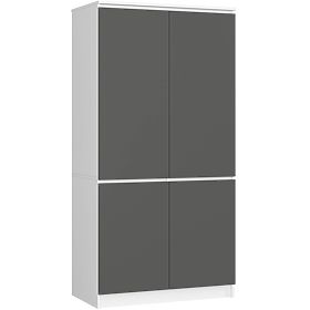 ARMOIRE S90 4D CLP BLANC / GRIS GRAPHITE