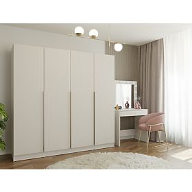 ARMOIRE SENSO 4D 200 CM 4 PORTES POIGNÉES DORÉES POUR SALON CHAMBRE CACHEMIRE BEIGE