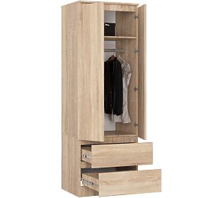 ARMOIRE STAR S 60 cm 2 PORTES 2 TIROIRS CHÊNE SONOMA