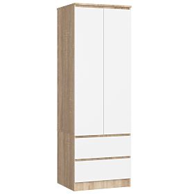 ARMOIRE STAR S 60 cm 2 PORTES 2 TIROIRS SONOMA / BLANC