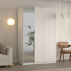 Armoire trois portes Neroli, miroir/panneau arc, blanc