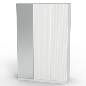 Armoire trois portes Neroli, miroir/rainures simples, blanc