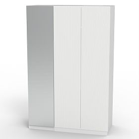 Armoire trois portes Neroli, miroir/rainures simples, blanc