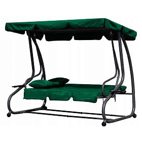 Balancelle de jardin convertible 2 en 1 avec coussins verts