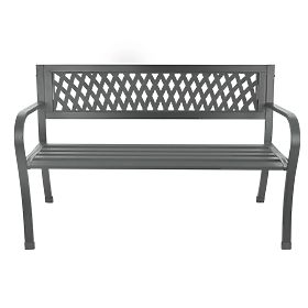 Banc de jardin ajouré avec dossier pour parc, terrasse, balcon, structure en métal, graphite, LONGWELL INDUSTRIAL LTD