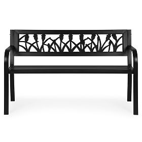 Banc de jardin avec dossier décoratif 120x50 cm en métal noir parc MultiGarden, MultiGarden