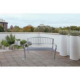 Banc de jardin avec dossier pour terrasse balcon structure métallique graphite, LONGWELL INDUSTRIAL LTD
