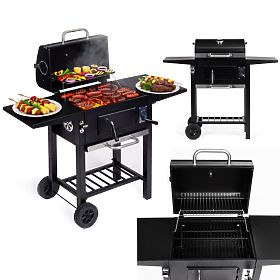 Barbecue au charbon de jardin avec couvercle, grille réglable, thermomètre et cendrier MultiGarden, MultiGarden