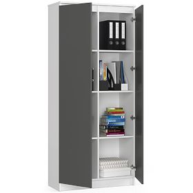BIBLIOTHÈQUE FERMÉE R80 2D 8P CLP BLANC / GRIS