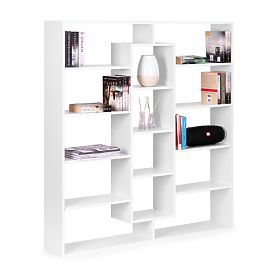 Bibliothèque moderne sur pied avec 14 étagères blanche, MODERNHOME