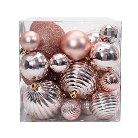 BOULES DE NOËL ROSE-DORÉES 36PCS 311433B