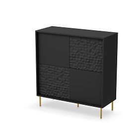 BULLET KM-2 commode noire, pieds : dorés