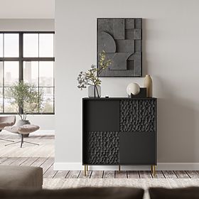 BULLET KM-2 commode noire, pieds : dorés
