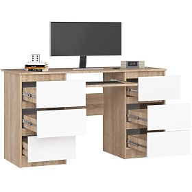 BUREAU A-11 CLP 6TIROIRS CHÊNE SONOMA / BLANC