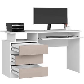BUREAU CLP 135 cm PK BLANC / CAPPUCCINO BRILLANT