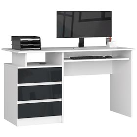 BUREAU CLP 135cm PK BLANC / GRAPHITE BRILLANT