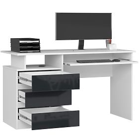 BUREAU CLP 135cm PK BLANC / GRAPHITE BRILLANT