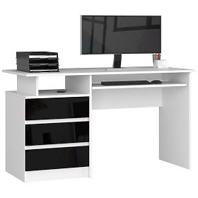BUREAU CLP 135cm PK BLANC / NOIR BRILLANT