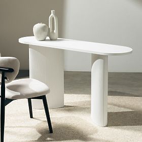 Bureau/console Pauline 140 cm, blanc, lattes, lectus