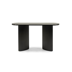 Bureau/console Pauline 140 cm, noir, lamelles, lectus