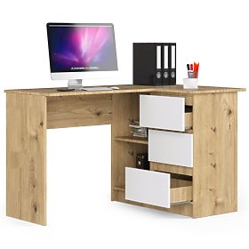 BUREAU D'ANGLE B16 CLP DROIT CHÊNE ARTISAN / BLANC