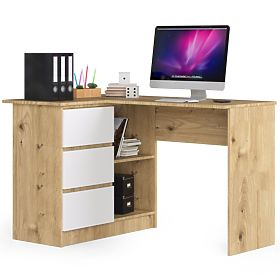 BUREAU D'ANGLE B16 CLP GAUCHE CHÊNE ARTISAN / BLANC