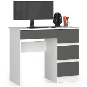 Bureau d'ordinateur A-7 90 cm droit PK - blanc-gris graphite