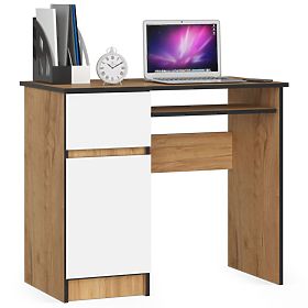 BUREAU D'ORDINATEUR PIKSEL PK CHÊNE CRAFT / BLANC - GAUCHE