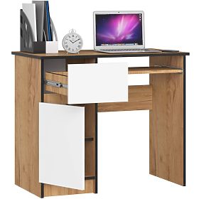BUREAU D'ORDINATEUR PIKSEL PK CHÊNE CRAFT / BLANC - GAUCHE
