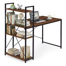 Bureau d'ordinateur scolaire 120x60 cm avec étagère et 3 étagères noyer foncé loft ModernHome, MODERNHOME